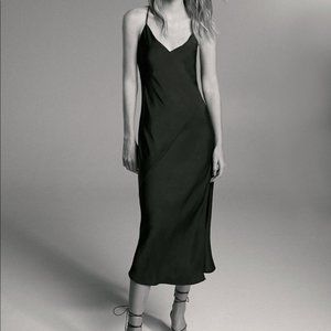 Aritzia Babaton Bellamy Dress,Japanese Satin, plunging cowl back and a side slit